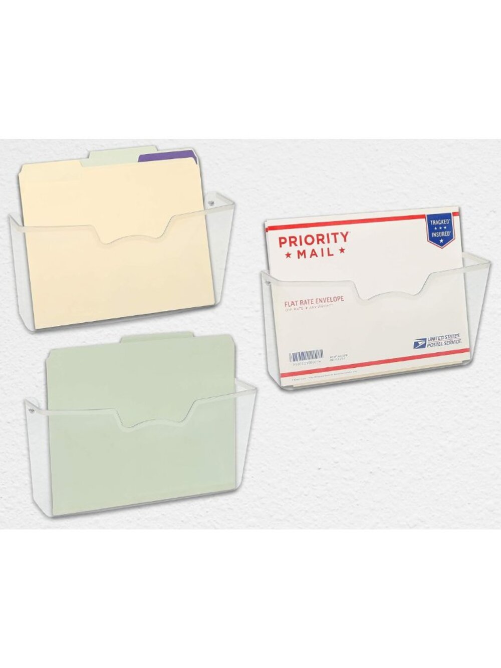 Clear Wall Mount Hanging File Holder - 3-Pack, Simple Organization Solution